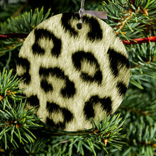 Yellow Black Leopard Fur Skin Print Ceramic Ornament