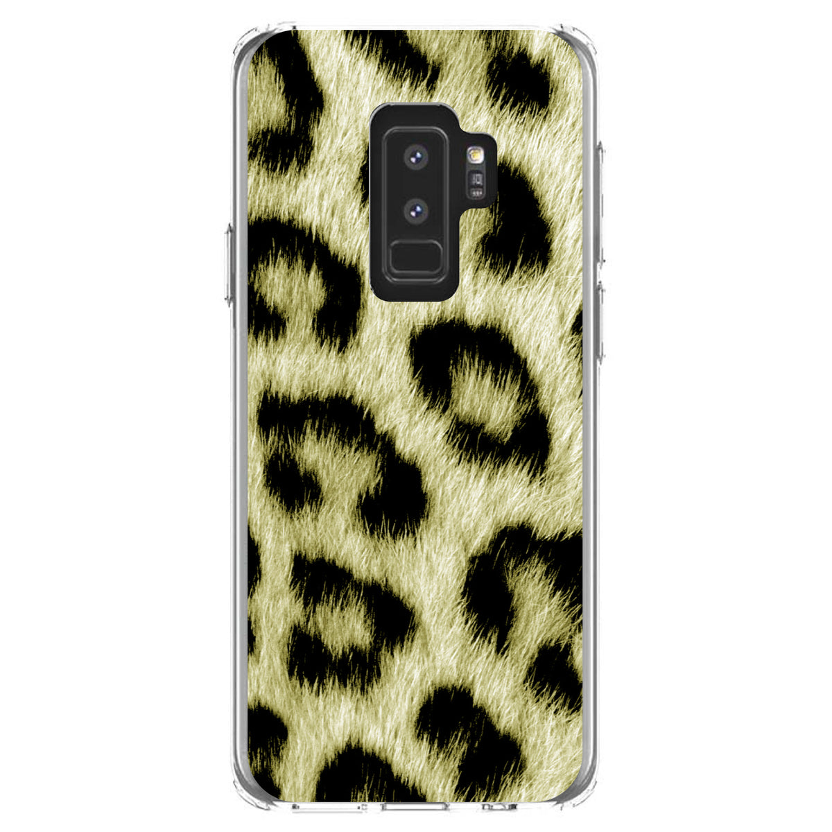 Yellow Black Leopard Fur Skin Print Clear Shockproof iPhone Case, view 20