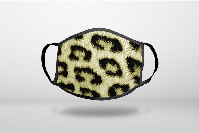 Yellow Black Leopard Fur Skin Print - 3-Ply Reusable Soft Face Mask Covering, Unisex, Cotton Inner Layer