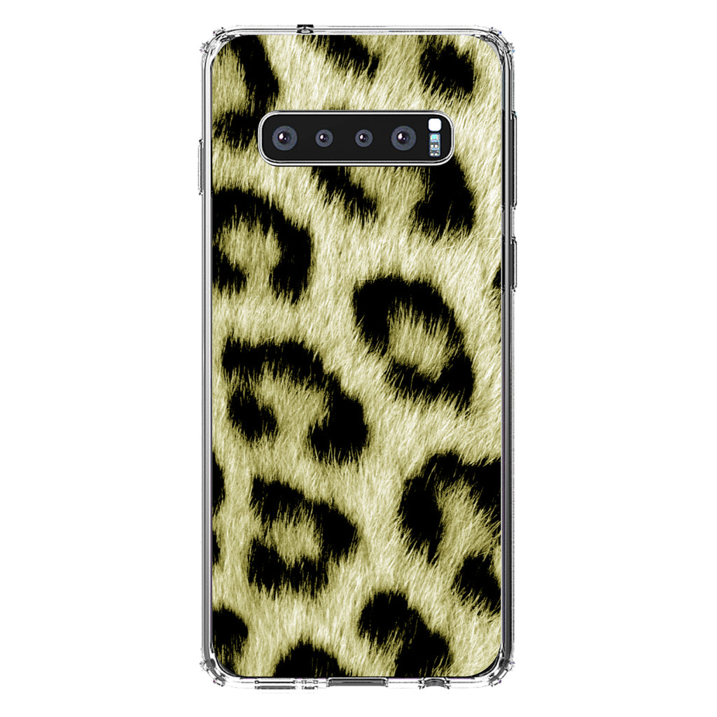 Yellow Black Leopard Fur Skin Print Clear Shockproof iPhone Case, view 16