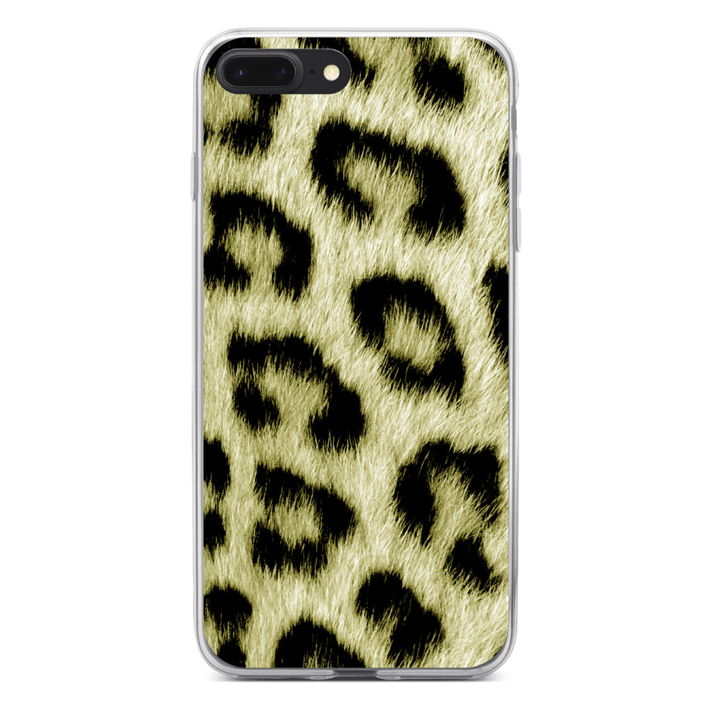 Yellow Black Leopard Fur Skin Print Clear Shockproof iPhone Case, view 6