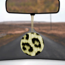 Yellow Black Leopard Fur Skin Print Ceramic Ornament