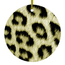 Yellow Black Leopard Fur Skin Print Ceramic Ornament