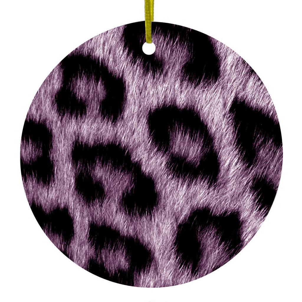 Purple Black Leopard Fur Skin Print Ceramic Ornament
