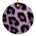 Purple Black Leopard Fur Skin Print Ceramic Ornament