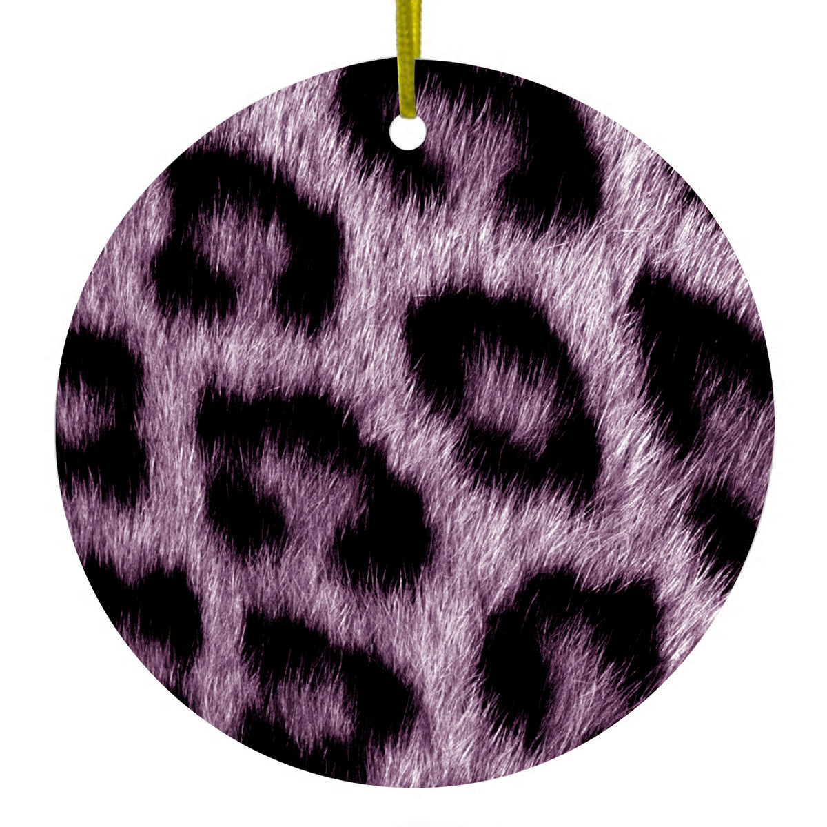 Purple Black Leopard Fur Skin Print Ceramic Ornament