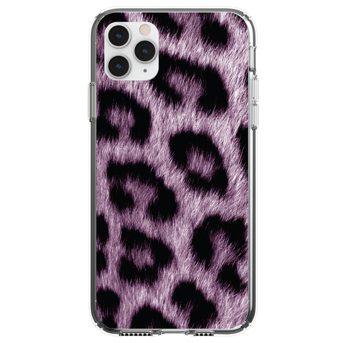 DistinctInk® Clear Shockproof Hybrid Case for Apple iPhone / Samsung Galaxy / Google Pixel - Purple Black Leopard Fur Skin Print