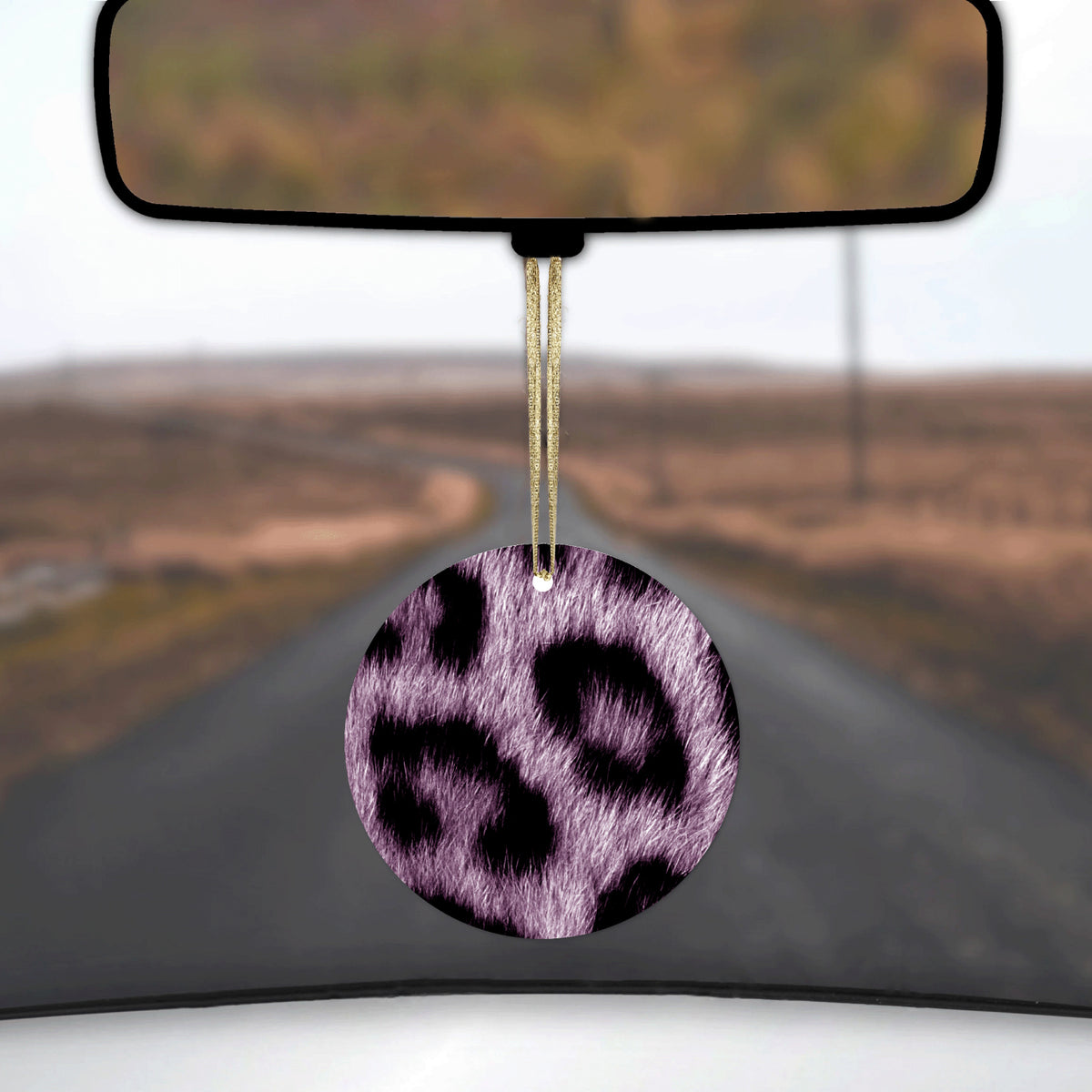 Purple Black Leopard Fur Skin Print Ceramic Ornament, view 3