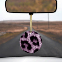 DistinctInk® Hanging Ceramic Christmas Tree Ornament with Gold String - Great Gift / Present - 2 3/4 inch Diameter - Purple Black Leopard Fur Skin Print