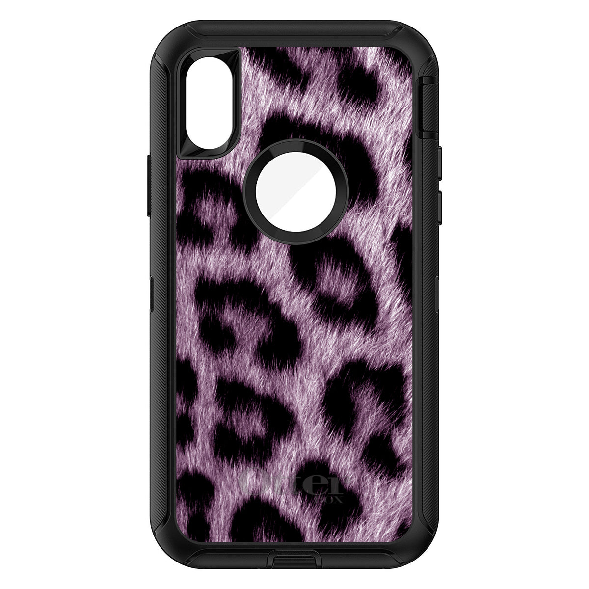 Purple Black Leopard Fur Skin OtterBox Defender Case for iPhone & Galaxy, view 3
