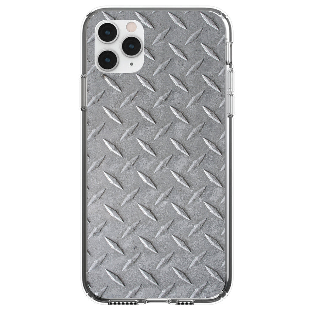 Grey Diamond Plate Steel Image Print Clear Shockproof iPhone Case