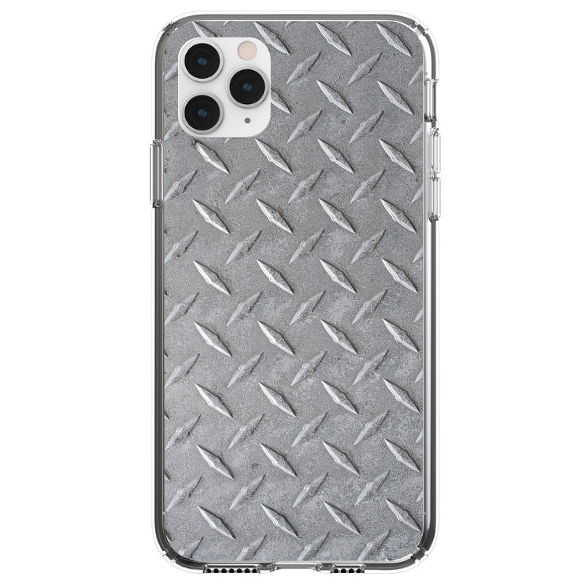 Grey Diamond Plate Steel Image Print Clear Shockproof iPhone Case