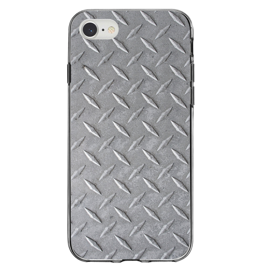 Grey Diamond Plate Steel Image Print Clear Shockproof iPhone Case, view 5