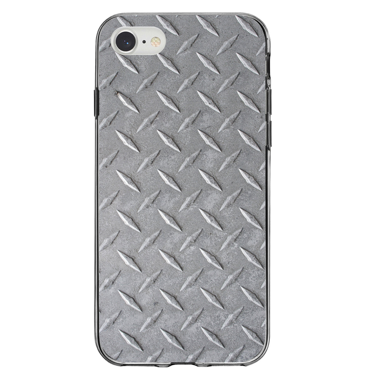Grey Diamond Plate Steel Image Print Clear Shockproof iPhone Case, view 5
