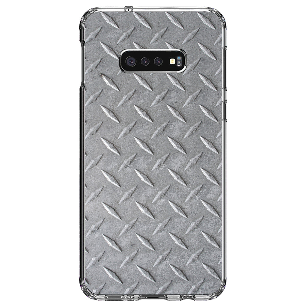 Grey Diamond Plate Steel Image Print Clear Shockproof iPhone Case, view 18