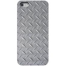 DistinctInk® Hard Plastic Snap-On Case for Apple iPhone or Samsung Galaxy - Grey Diamond Plate Steel