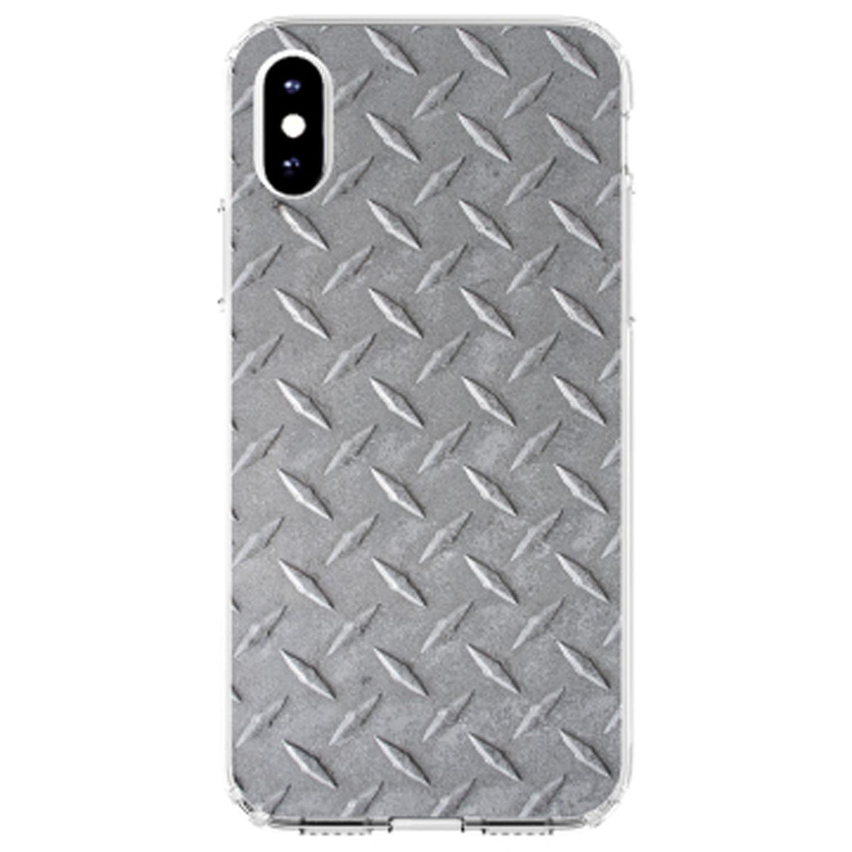 Grey Diamond Plate Steel Image Print Clear Shockproof iPhone Case, view 4
