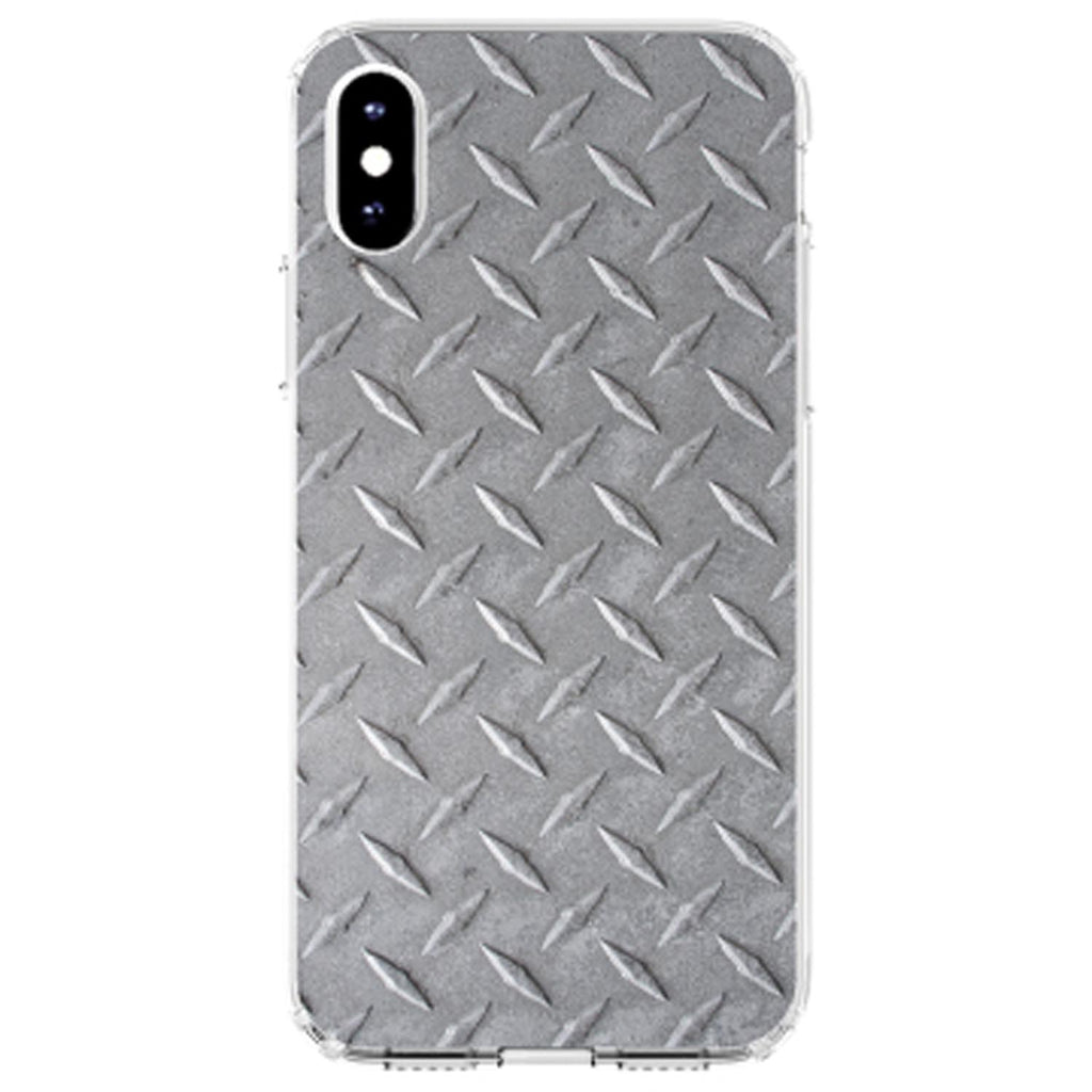 Grey Diamond Plate Steel Image Print Clear Shockproof iPhone Case, view 3