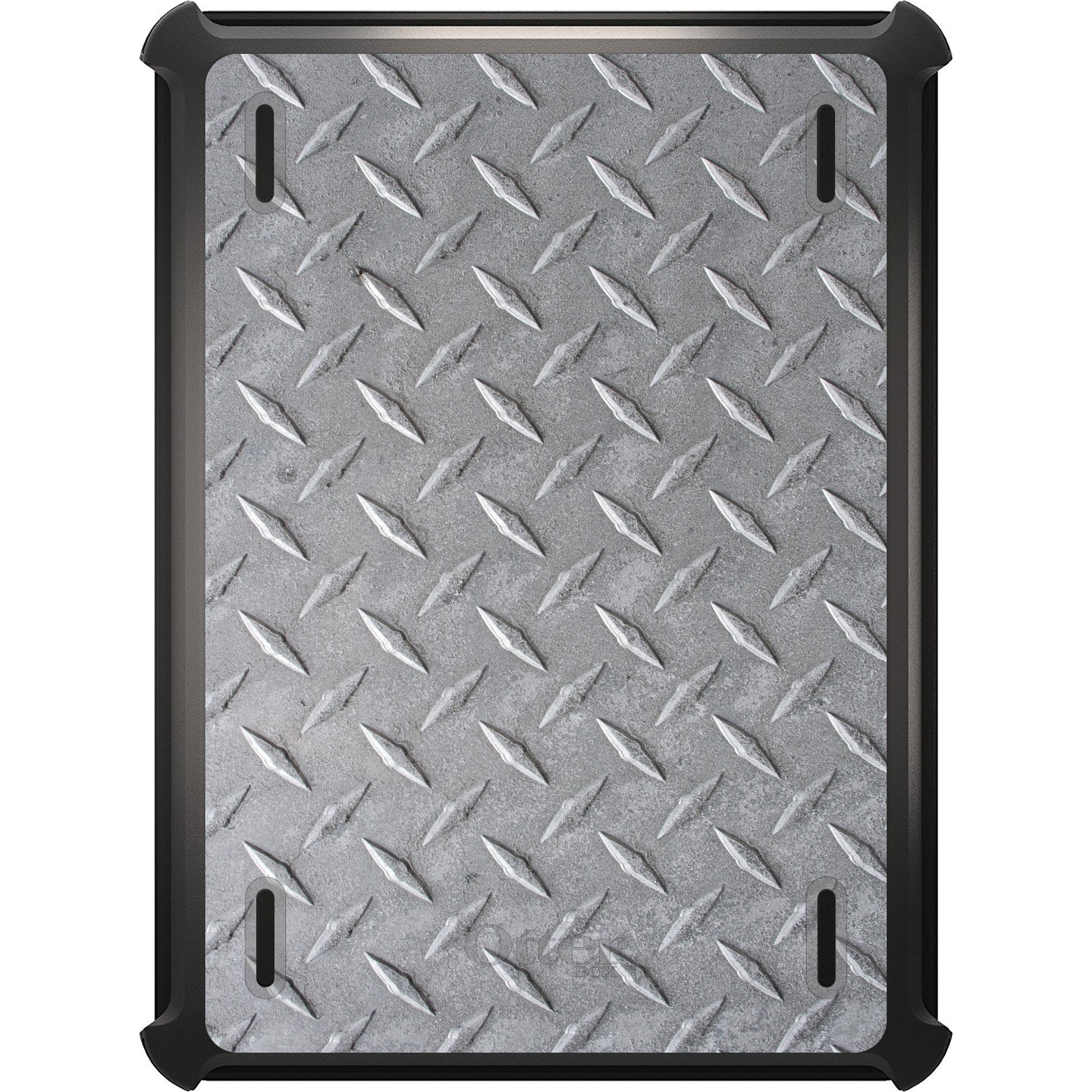 DistinctInk™ OtterBox Defender Series Case for Apple iPad / iPad Pro / iPad Air / iPad Mini - Grey Diamond Plate Steel
