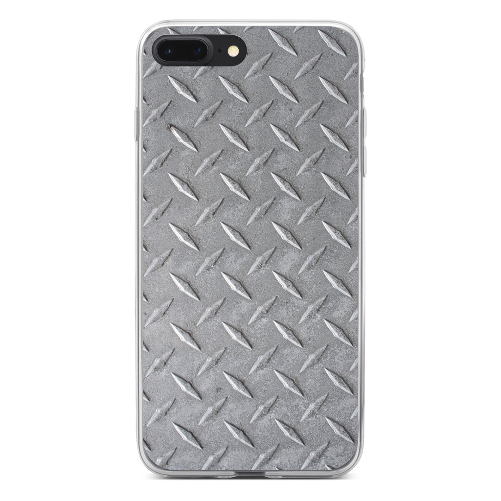Grey Diamond Plate Steel Image Print Clear Shockproof iPhone Case, view 6