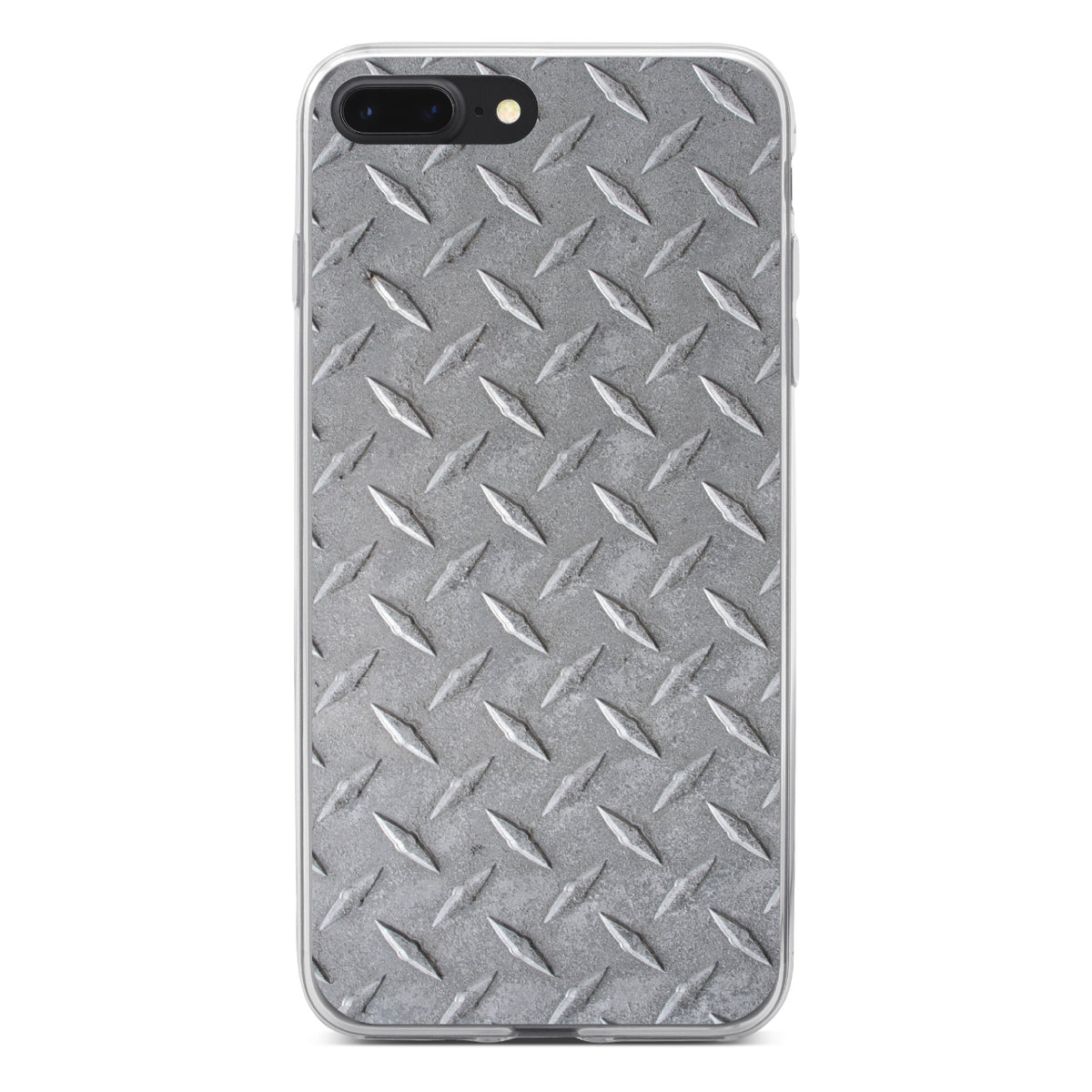 Grey Diamond Plate Steel Image Print Clear Shockproof iPhone Case, view 6