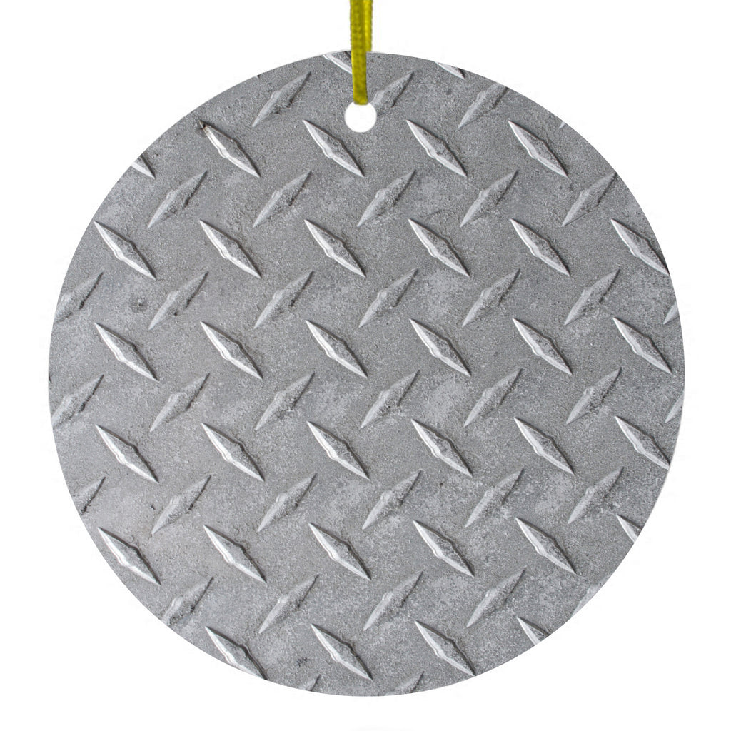 Grey Diamond Plate Steel Image Print Ceramic Ornament