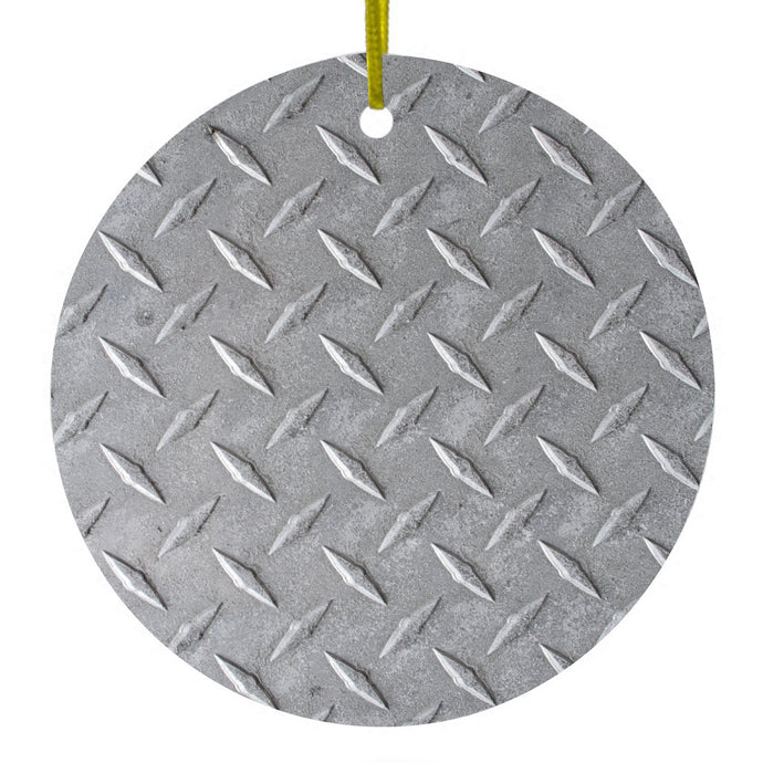 Grey Diamond Plate Steel Image Print Ceramic Ornament