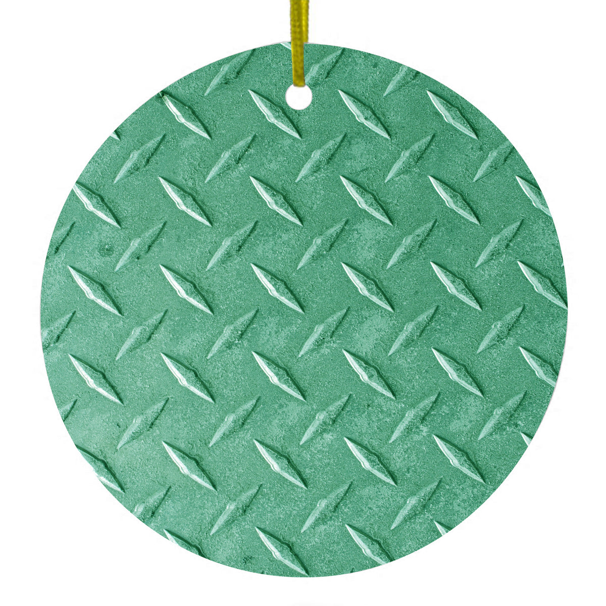 Green Diamond Plate Steel Image Print Ceramic Ornament
