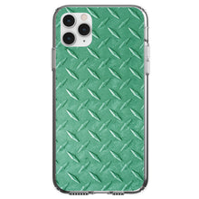 DistinctInk® Clear Shockproof Hybrid Case for Apple iPhone / Samsung Galaxy / Google Pixel - Green Diamond Plate Steel Image Print