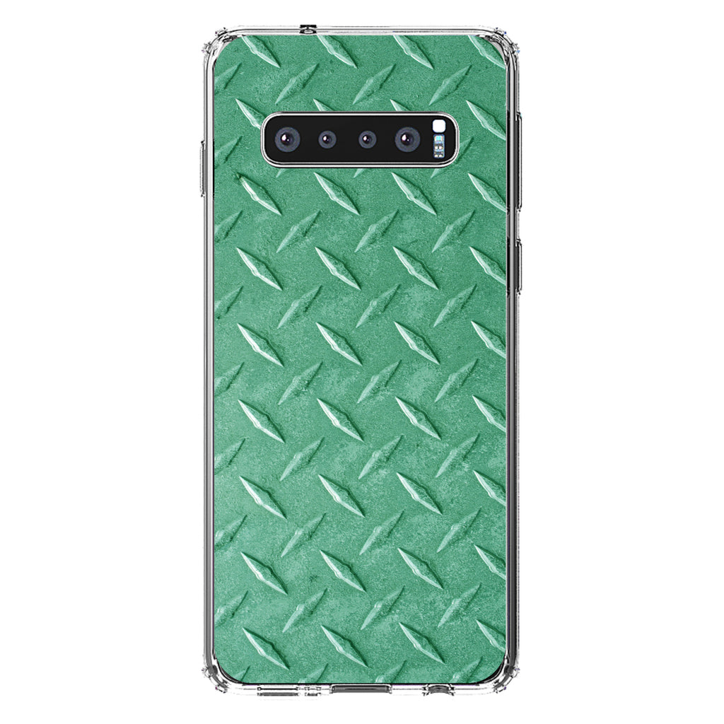 Green Diamond Plate Steel Image Print Clear Shockproof iPhone Case, view 17