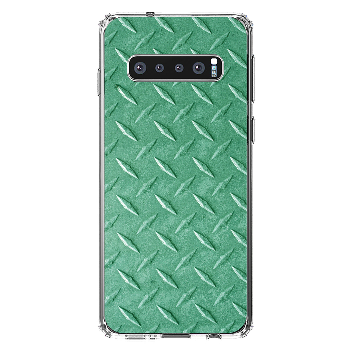 Green Diamond Plate Steel Image Print Clear Shockproof iPhone Case, view 17