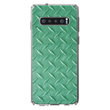 DistinctInk® Clear Shockproof Hybrid Case for Apple iPhone / Samsung Galaxy / Google Pixel - Green Diamond Plate Steel Image Print
