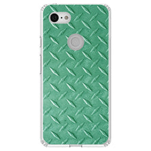 DistinctInk® Clear Shockproof Hybrid Case for Apple iPhone / Samsung Galaxy / Google Pixel - Green Diamond Plate Steel Image Print