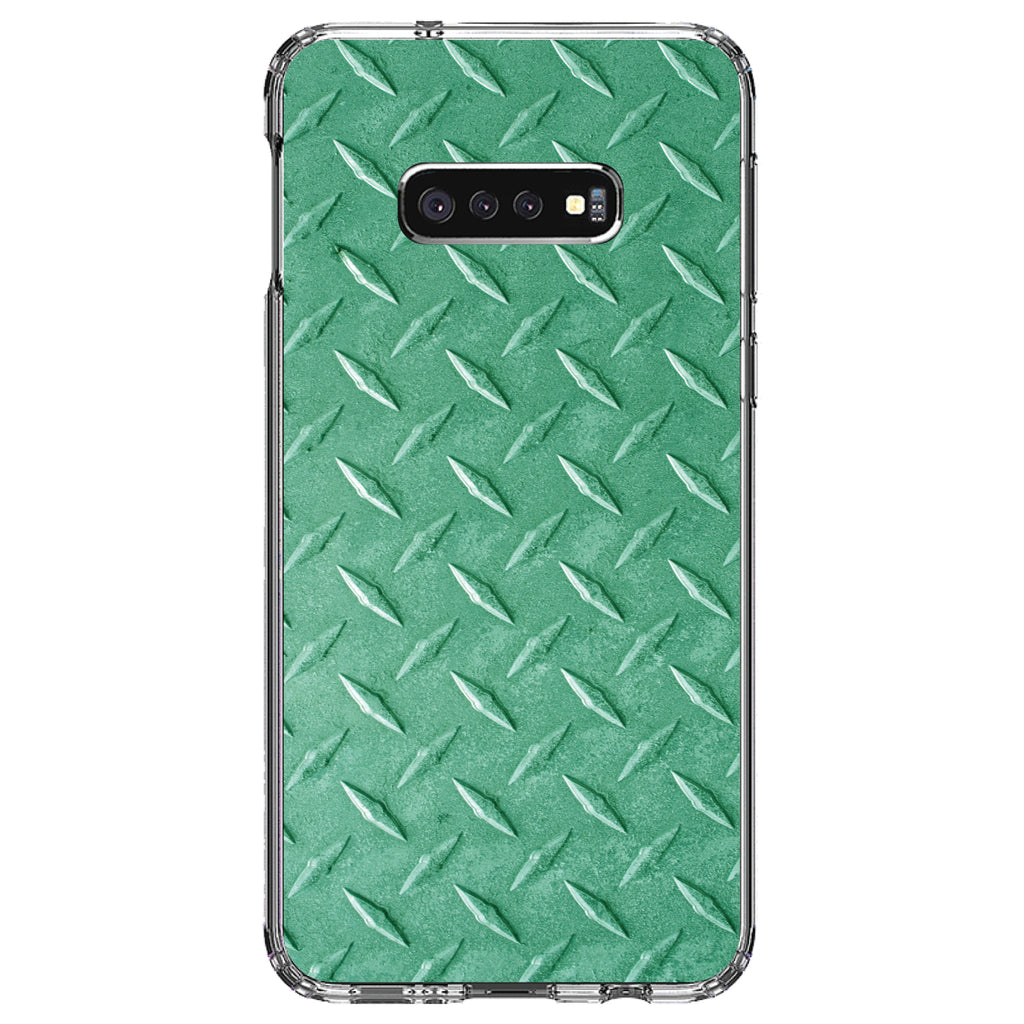 Green Diamond Plate Steel Image Print Clear Shockproof iPhone Case, view 18