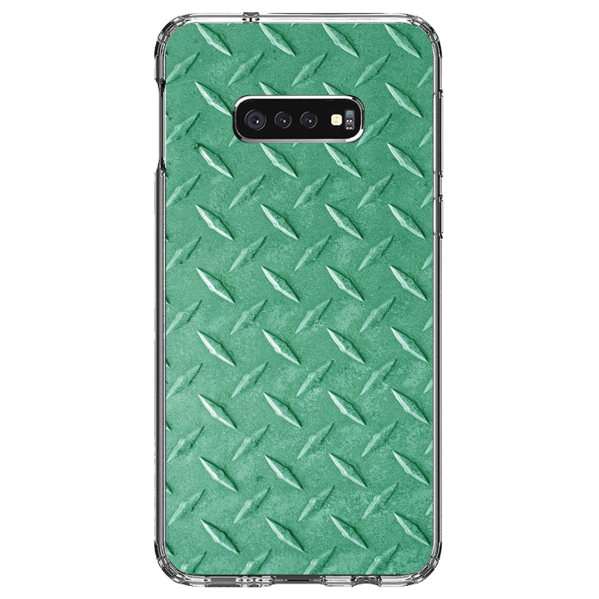 Green Diamond Plate Steel Image Print Clear Shockproof iPhone Case, view 18