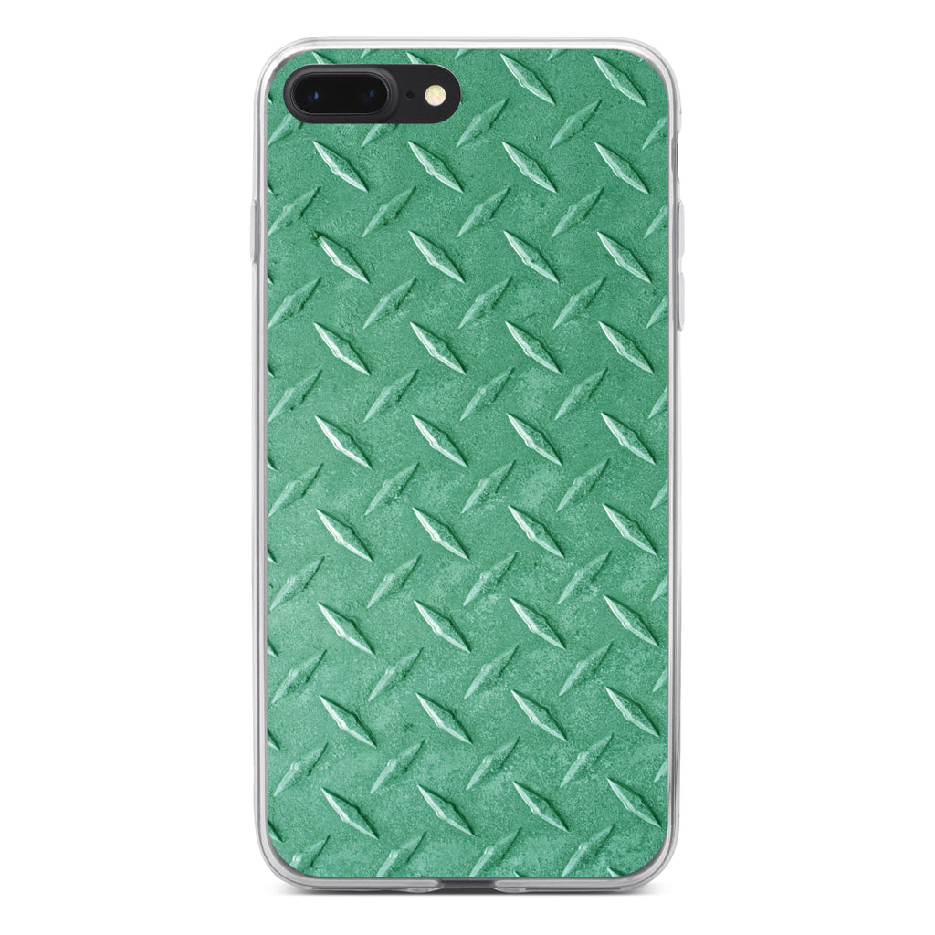 Green Diamond Plate Steel Image Print Clear Shockproof iPhone Case, view 6