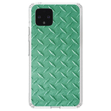 DistinctInk® Clear Shockproof Hybrid Case for Apple iPhone / Samsung Galaxy / Google Pixel - Green Diamond Plate Steel Image Print