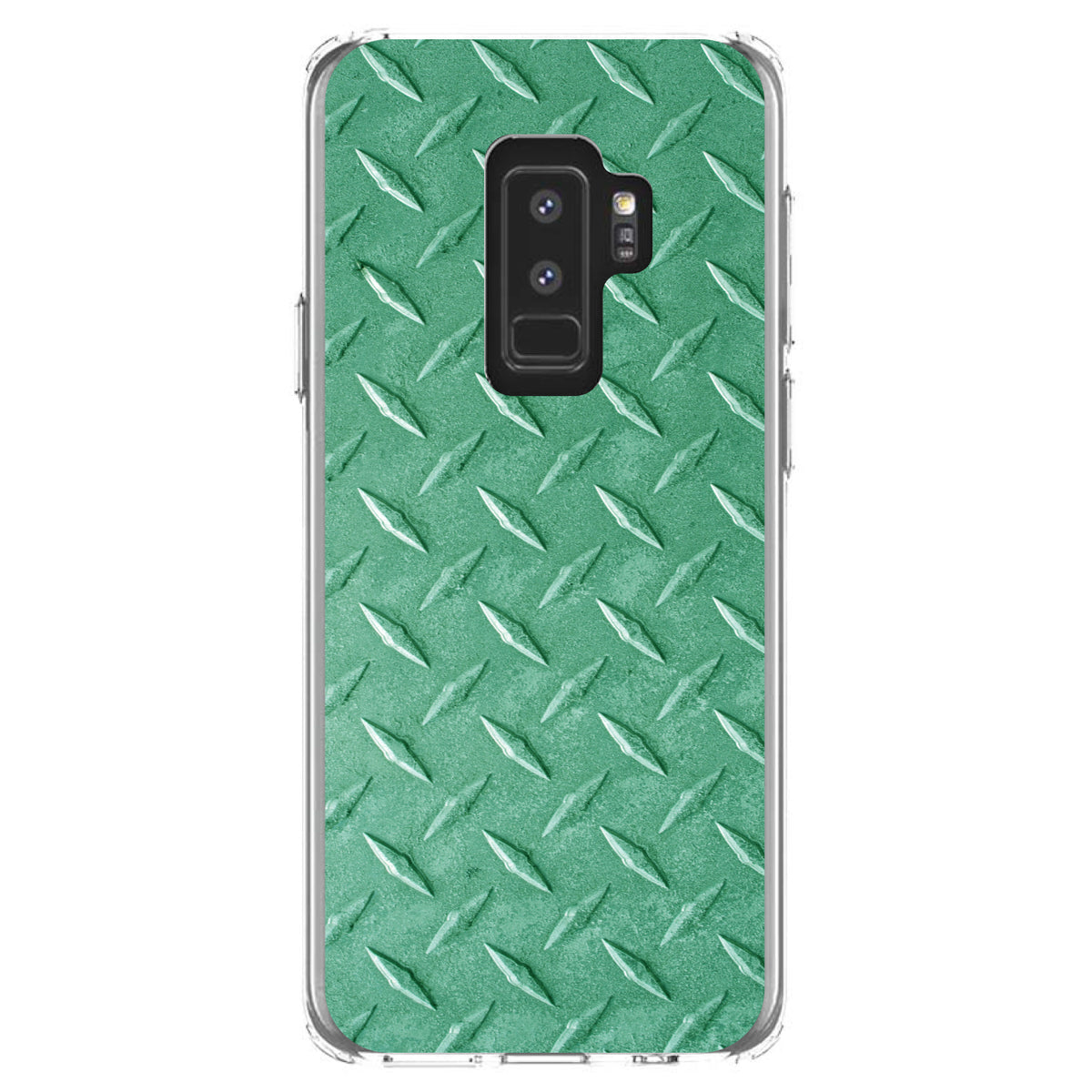 Green Diamond Plate Steel Image Print Clear Shockproof iPhone Case, view 20