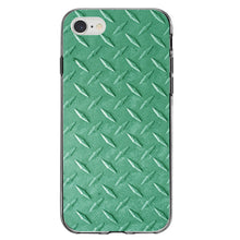 DistinctInk® Clear Shockproof Hybrid Case for Apple iPhone / Samsung Galaxy / Google Pixel - Green Diamond Plate Steel Image Print