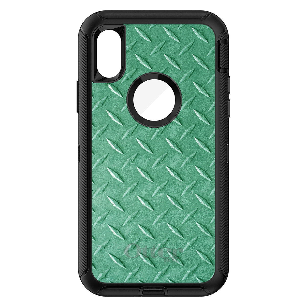 Green Diamond Plate Steel Print OtterBox Defender Case for iPhone & Galaxy, view 3