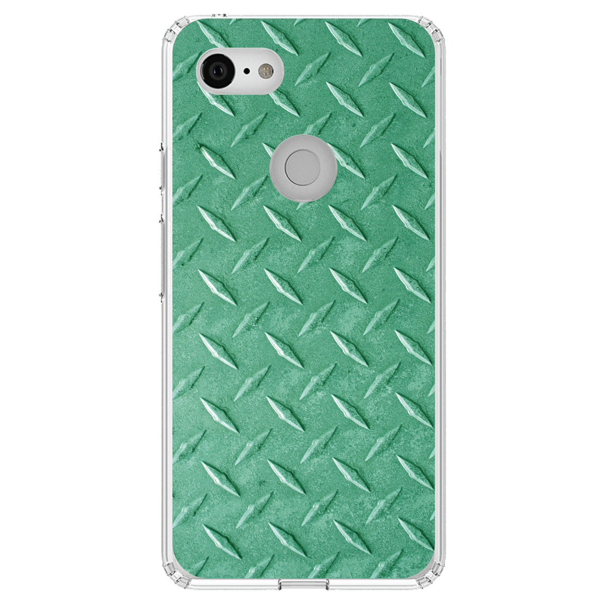 Green Diamond Plate Steel Image Print Clear Shockproof iPhone Case, view 22