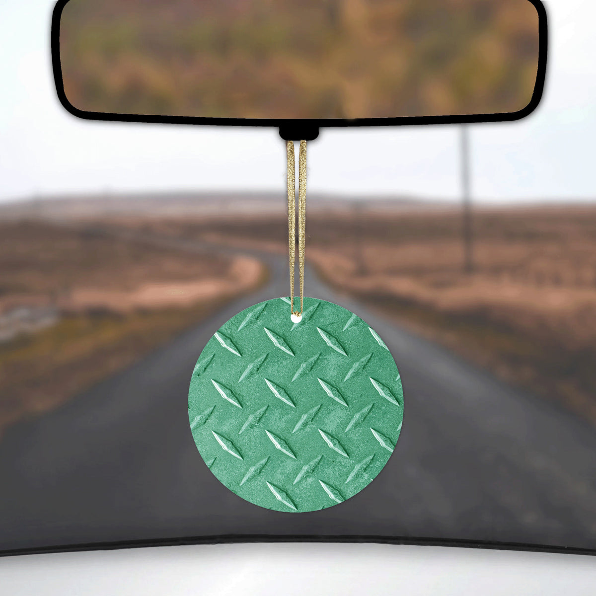 Green Diamond Plate Steel Image Print Ceramic Ornament, view 3