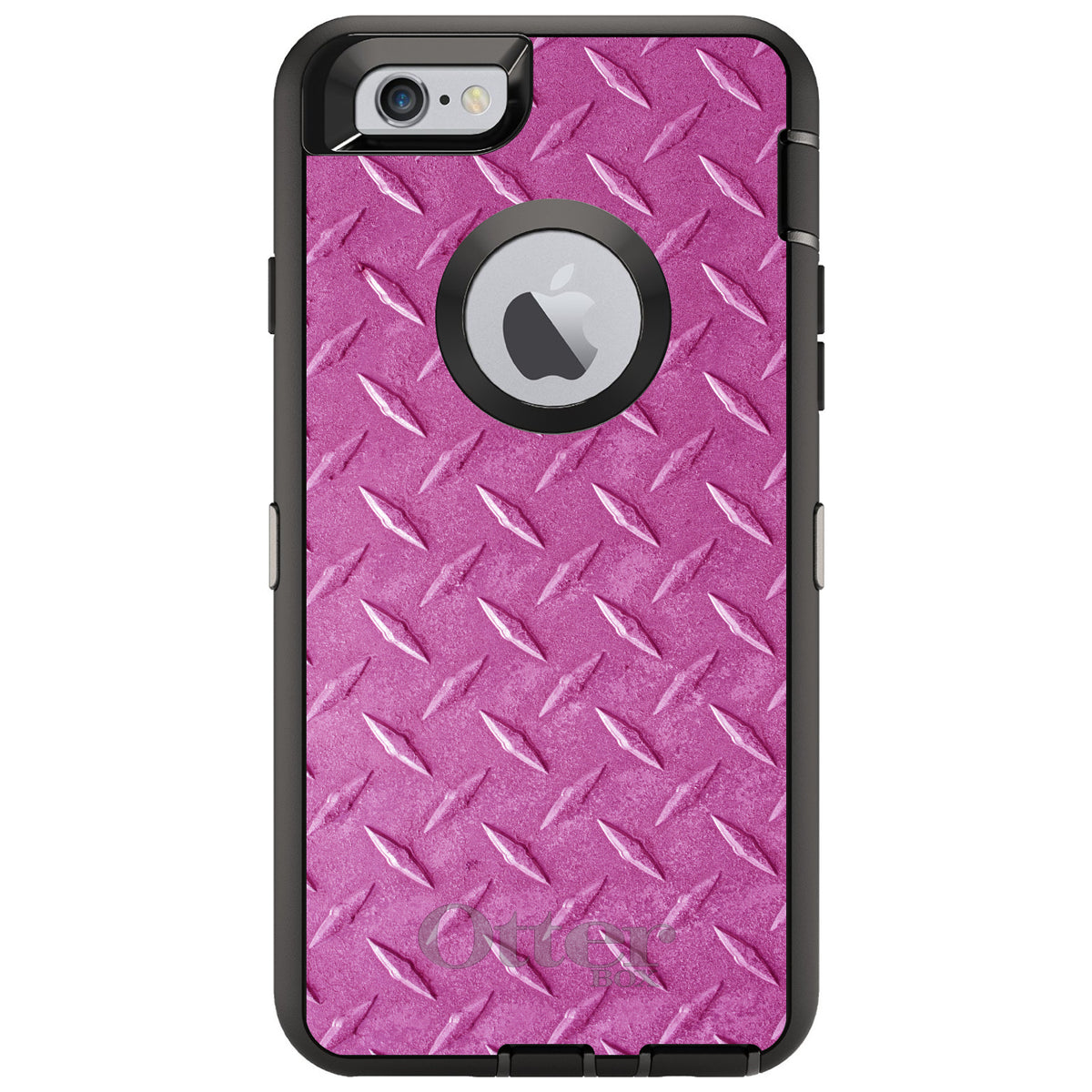Hot Pink Diamond Plate Steel Print OtterBox Defender Case for iPhone & Galaxy, view 4