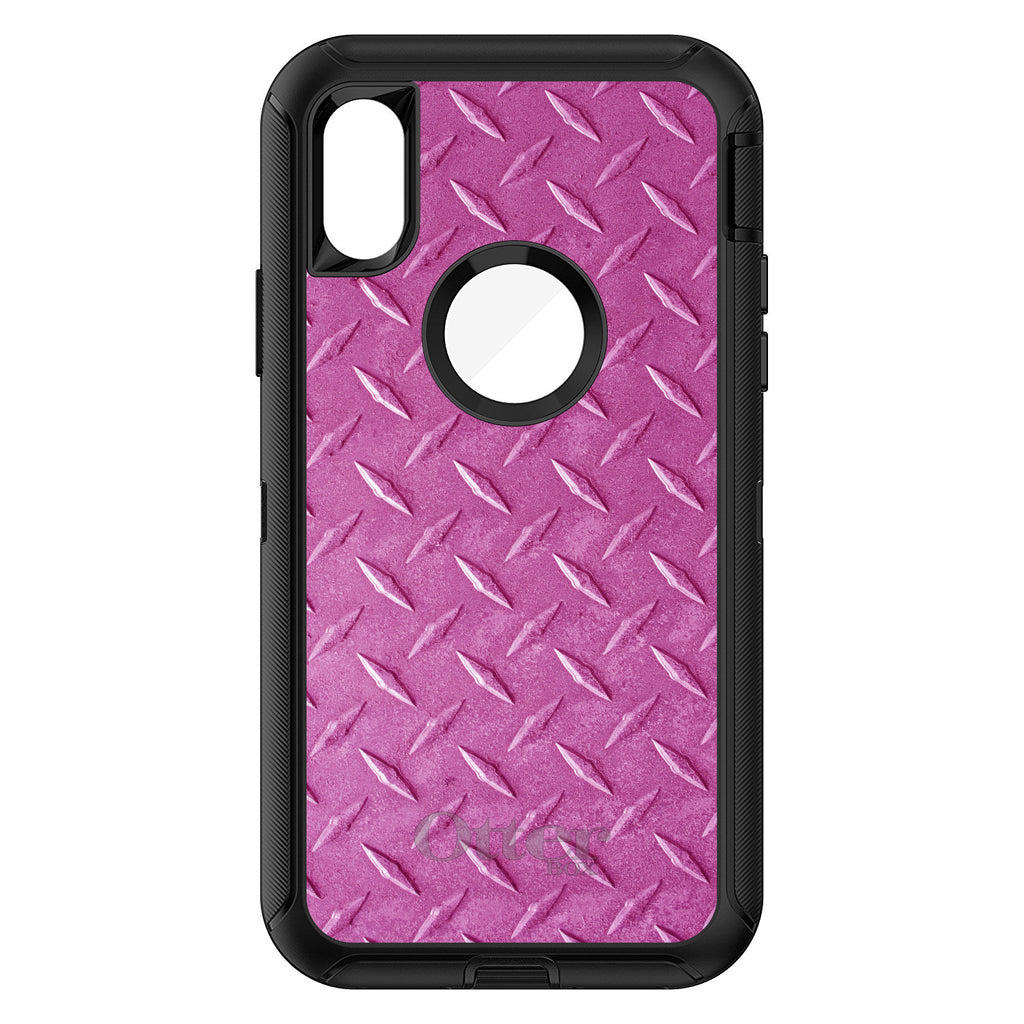 Hot Pink Diamond Plate Steel Print OtterBox Defender Case for iPhone & Galaxy, view 3