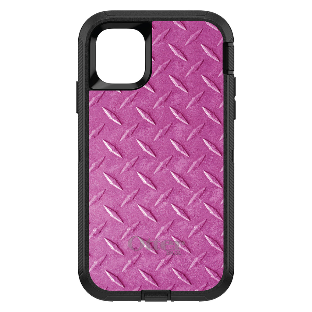 Hot Pink Diamond Plate Steel Print OtterBox Defender Case for iPhone & Galaxy, view 2
