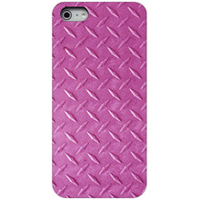 DistinctInk® Hard Plastic Snap-On Case for Apple iPhone or Samsung Galaxy - Hot Pink Diamond Plate Steel Print