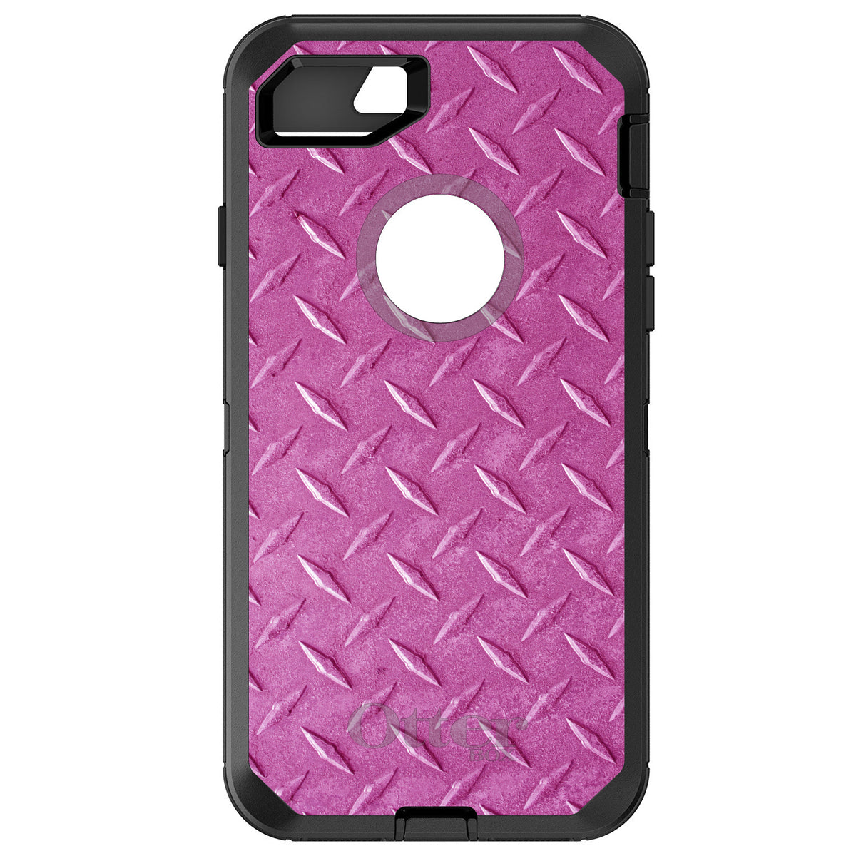 Hot Pink Diamond Plate Steel Print OtterBox Defender Case for iPhone & Galaxy