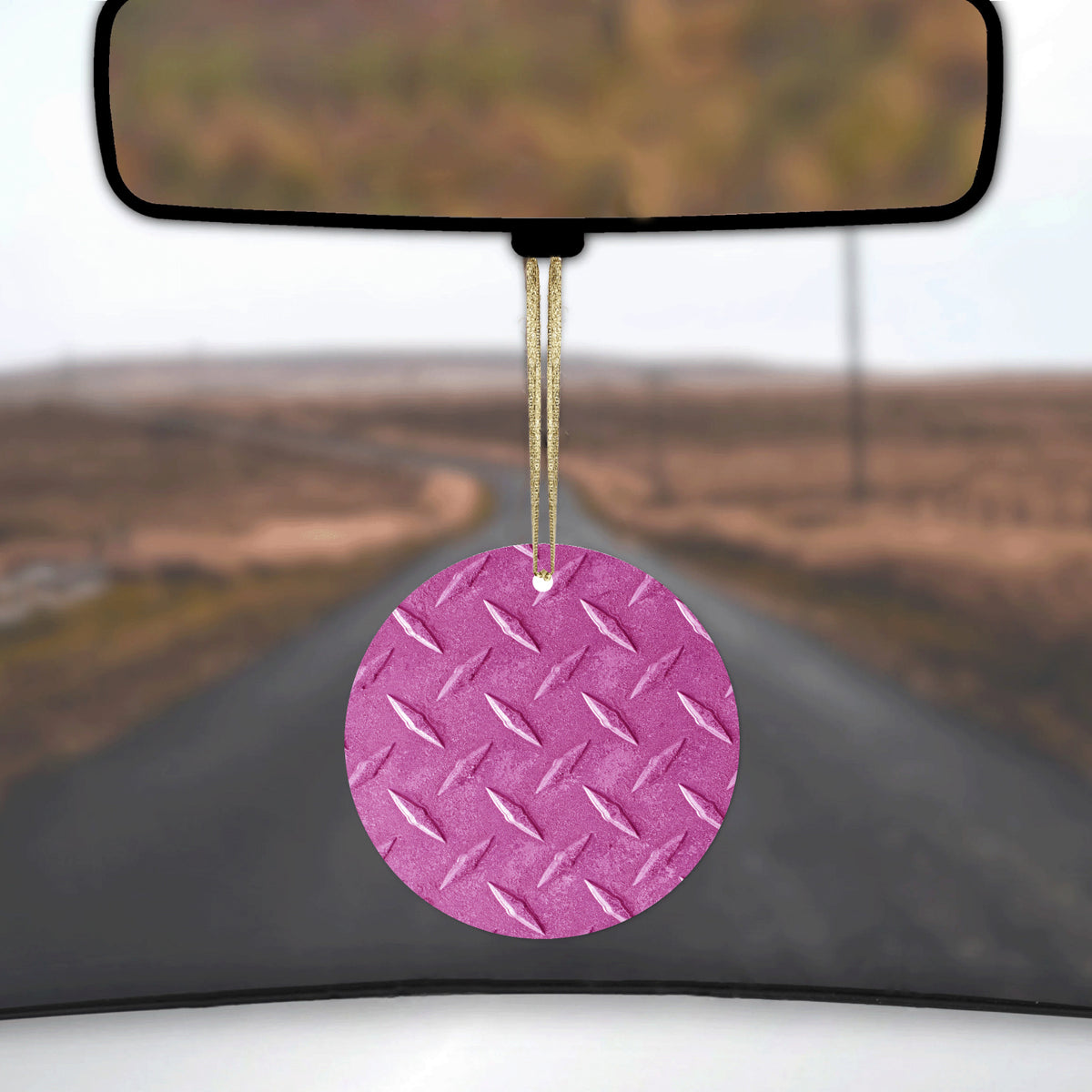 Hot Pink Diamond Plate Steel Image Print Ceramic Ornament, view 3
