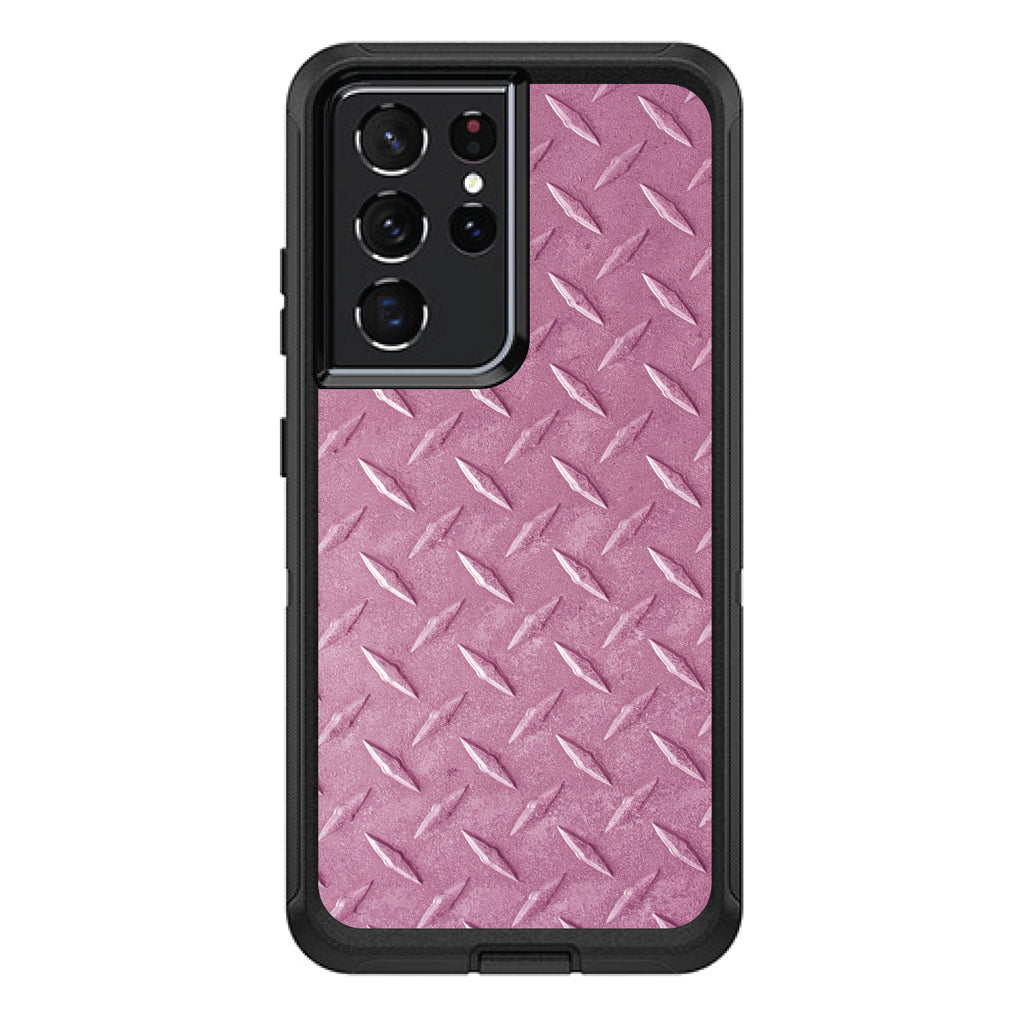 Hot Pink Diamond Plate Steel Print OtterBox Defender Case for iPhone & Galaxy, view 7