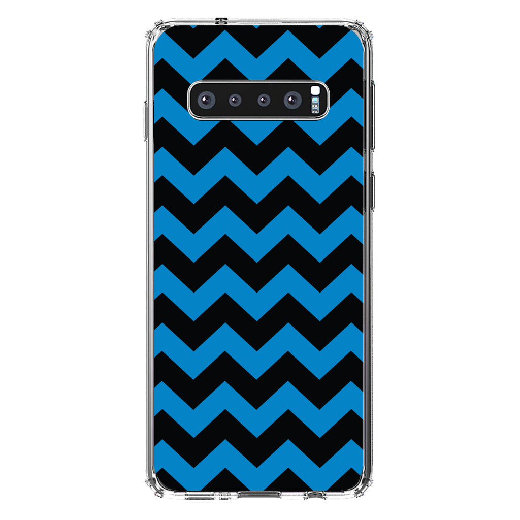 Black Blue Chevron Stripes Clear Shockproof iPhone Case, view 17
